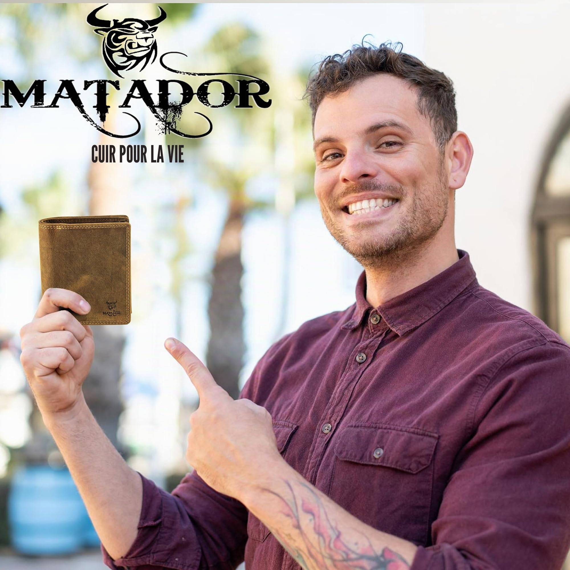 MATADOR Porte Monnaie Cuir #Toronto avec Noble Boîte Cadeau, Luxe RFID Porte Carte RFID, Portefeuilles Homme avec de Nombreux Compartiments à Cartes en Marron Chasseur
