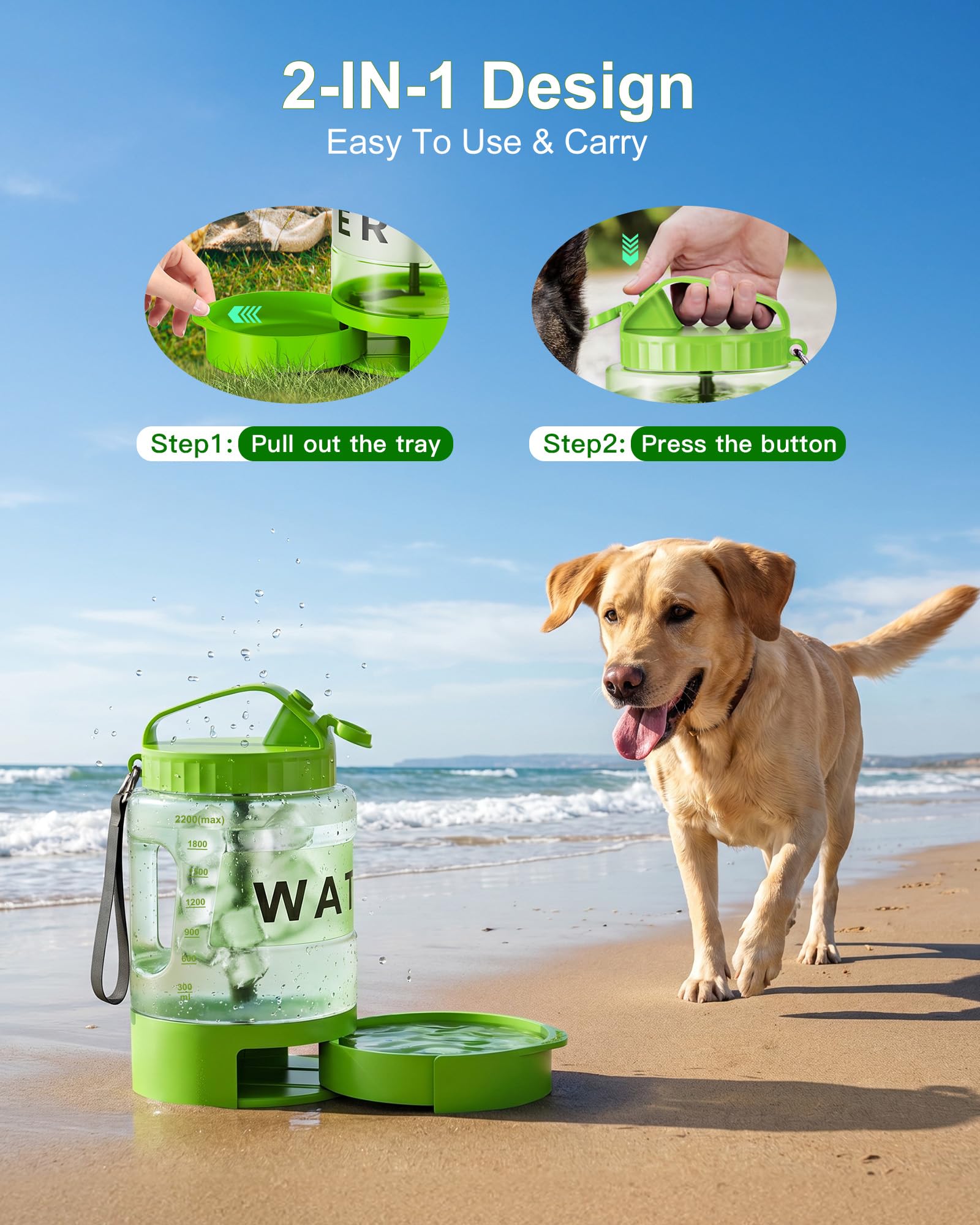Pet Supplies : 77oz Dog Water Dispenser, 2.2L Large Portable Dog