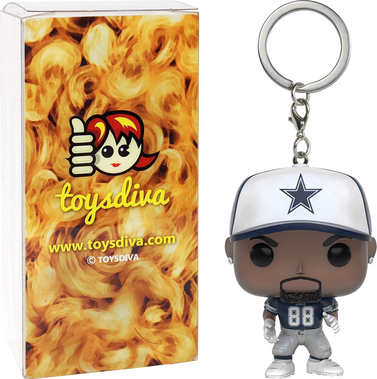 D e z B r y a n t [C o w b o y s ]: Pocket P o p ! Mini-Figural K e y c h a i n Bundle with 1 Compatible 'ToysDiva' Graphic Protector (10240 - B)