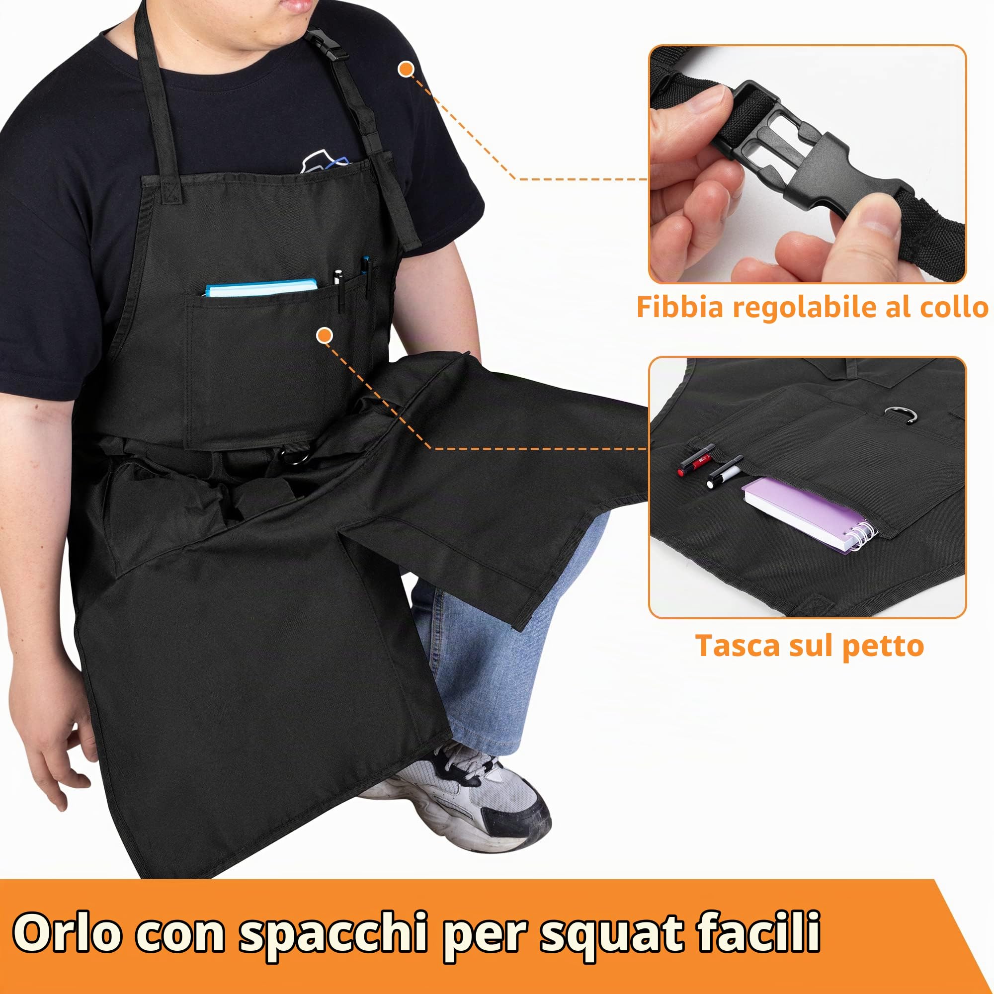 HODRANT Grembiule da Barbecue, Grembiuli da Cucina | Grembiule da Cucina Unisex con Lacci Regolabili Al Collo e in Vita – Ideale per Chef, Pittori e Falegnami
