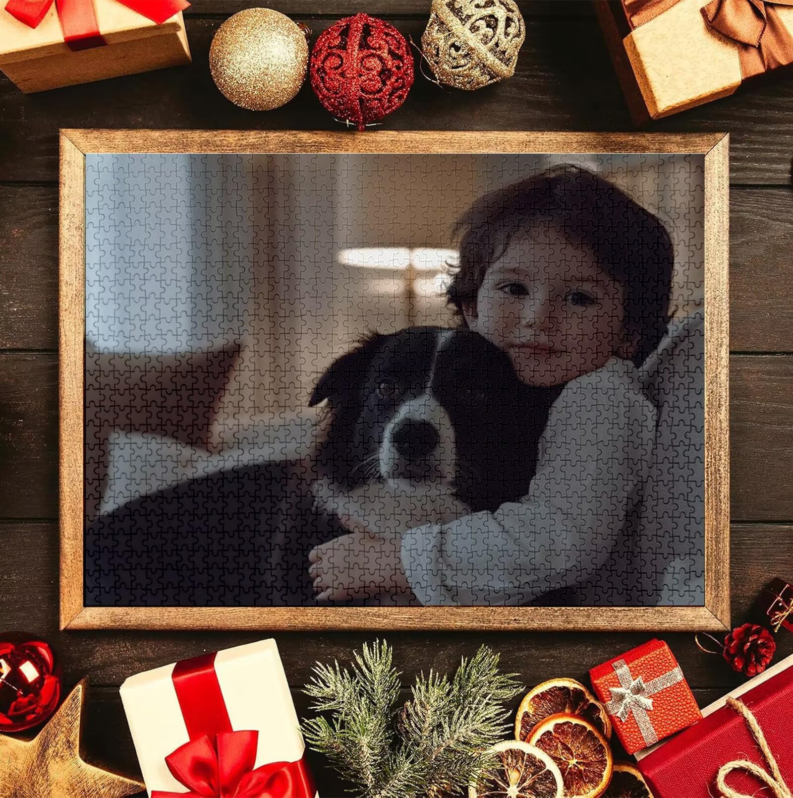 Puzzle Personalizado con Foto, Personalizada Rompecabezas Personalizado Diseña tu Logo Foto o Texto, Personalizado Navidad Halloween San Valentín Parejas Niños Familia Amigos h-4109