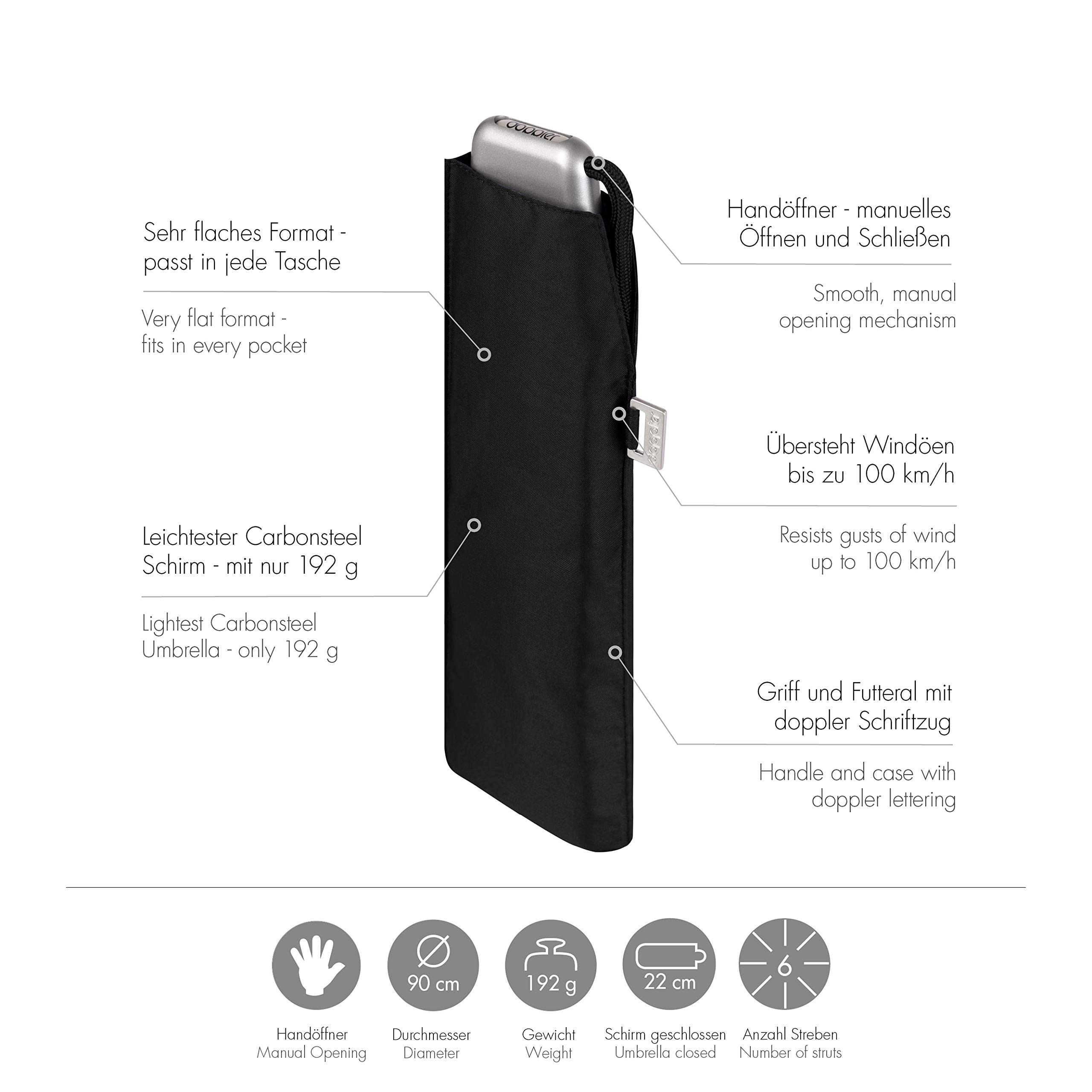 Doppler Ombrello tascabile Carbonsteel Slim Uni - Pratico - Leggero come una piuma - 22 cm