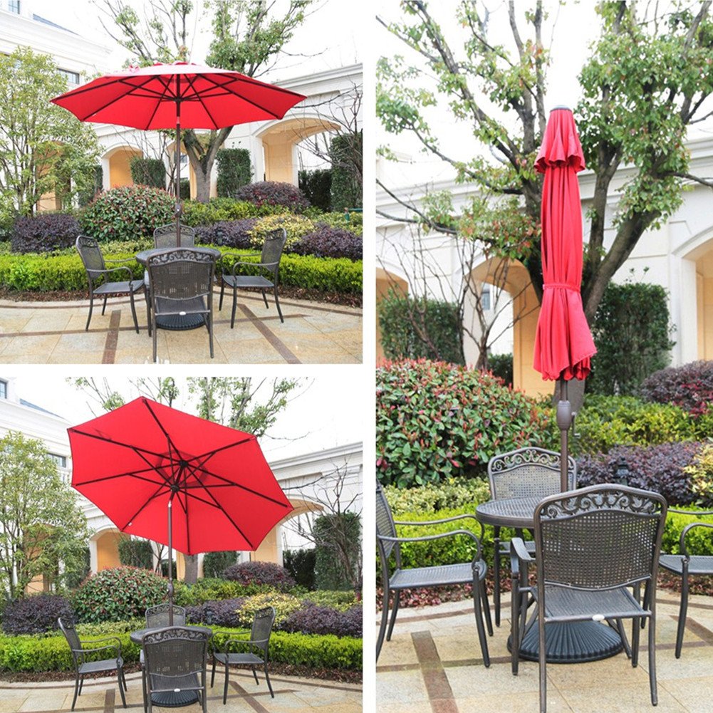Amazon Com Abba Patio 9 Ft Fade Resistant Sunbrella Patio Umbrella With Auto Tilt And Crank Alu 8 Ribs Red Garden Outdoor