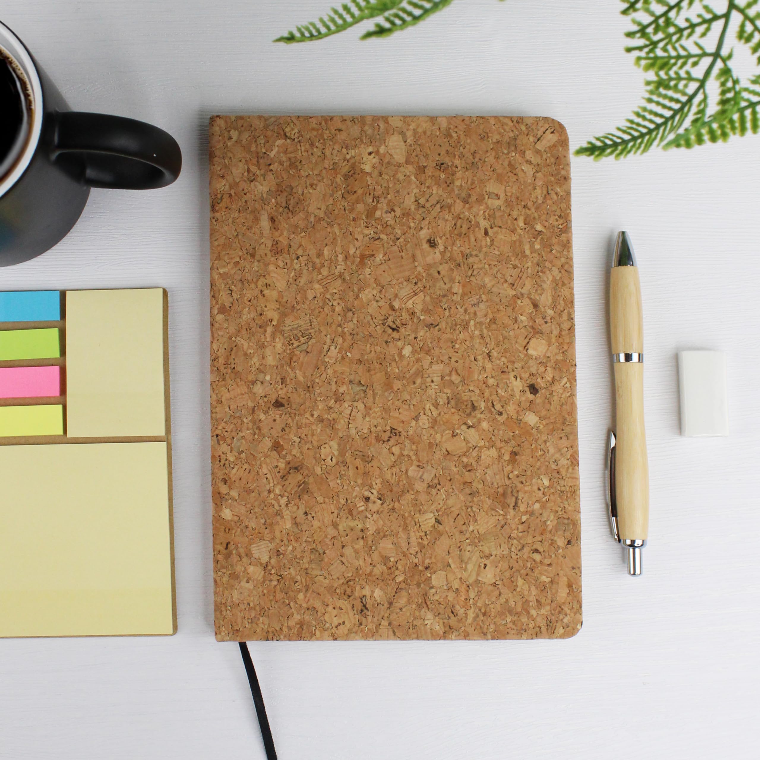 eBuyGB A5 Cork Notebook with 80 Plain Blank Pages, Vegan Cork Journal with Elastic Closure, Eco Friendly Notepad, Sketchbook