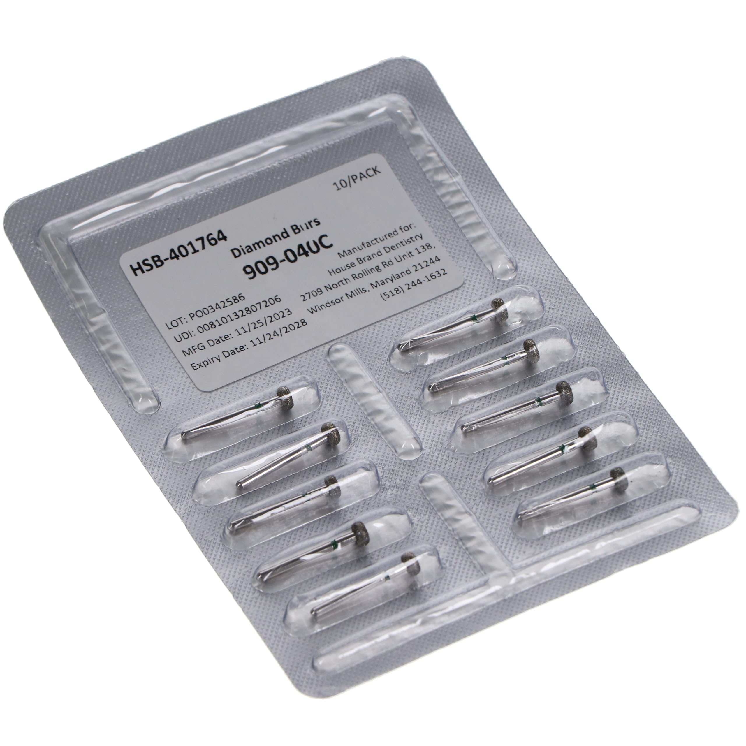 House Brand Dentistry 401764 HSB FG 909-040C Wheel Coarse Grit Diamond Burs 10/Pk