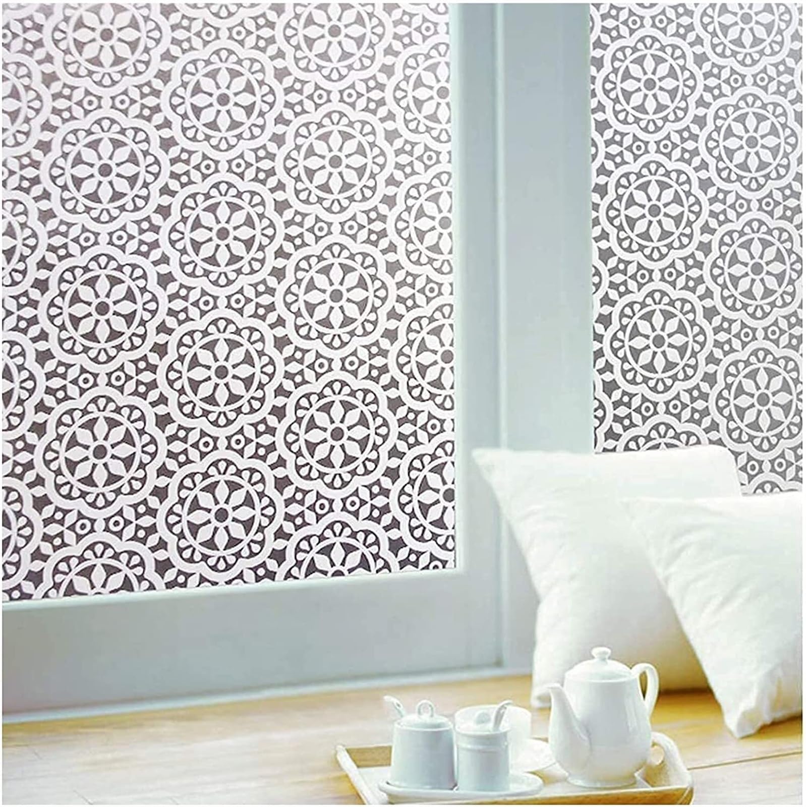 Gc3sj7wn6b One Color Privacy Film Matte Frosted Decorative Window Film Privacy Uv Protection Stained Glass Vinyl For Home Static Cling Self Adhesive Window Film(45X300 Cm)