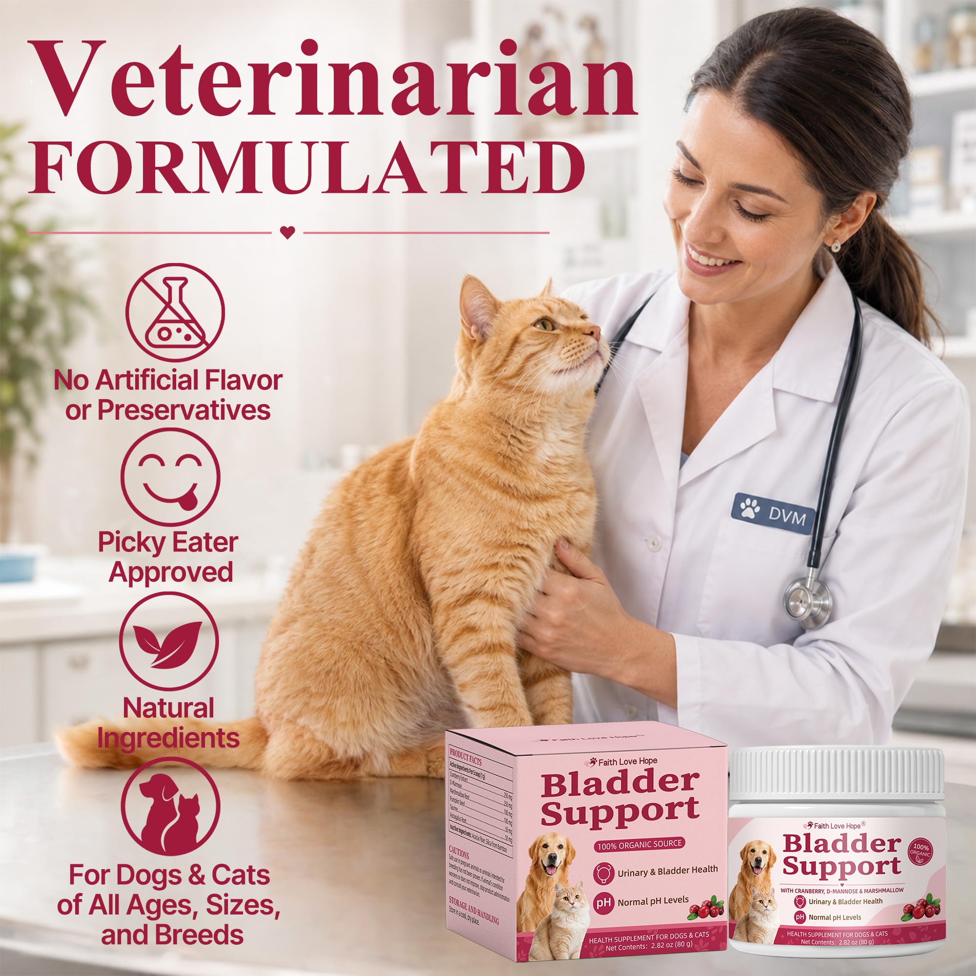 Bladder Support Cranberry Supplement for Dogs & Cats | with Marshmallow Root & D-Mannose | Urinary Supplement for Tract Health, Normal Urine pH & Incontinence| Natural Bladder Control - 80 Scoops — Amazon image 5