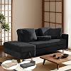 Sofa, 3 Seater Couch, L-Shaped Sofa, Storage Included, Large Capacity, Sofa Bed, Living Alone, Multifunctional, 3 Seater Sofa, Corduroy Fabric, Armrests, Ottoman Included, Wooden Legs, Stylish, 2 Sofa Cushions, Living Sofa Black