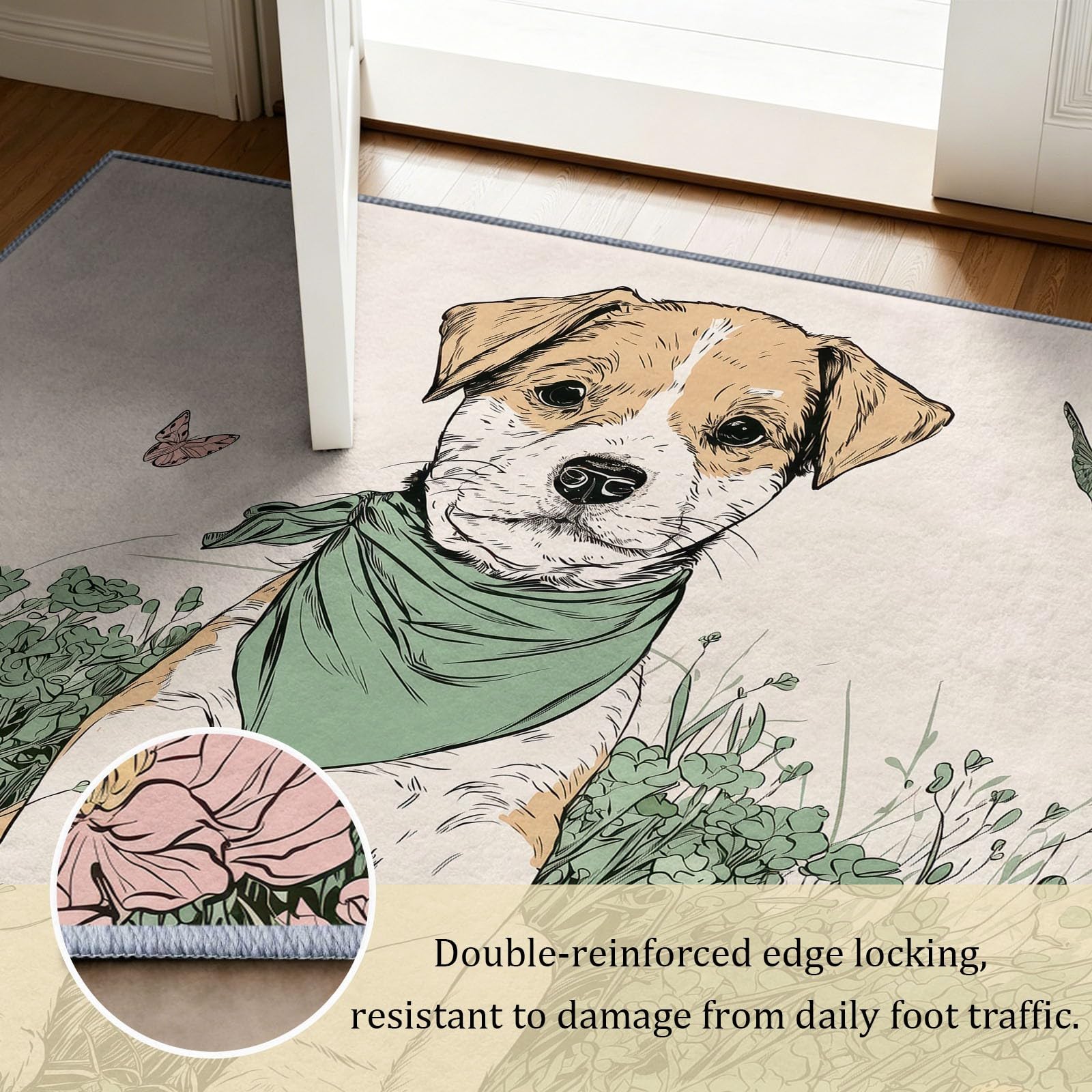 Tappeto lavabile, 160 x 230 cm, a pelo corto, motivo animali dei cartoni animati, antiscivolo, morbido, facile da pulire, per soggiorno, camera da letto, cucina