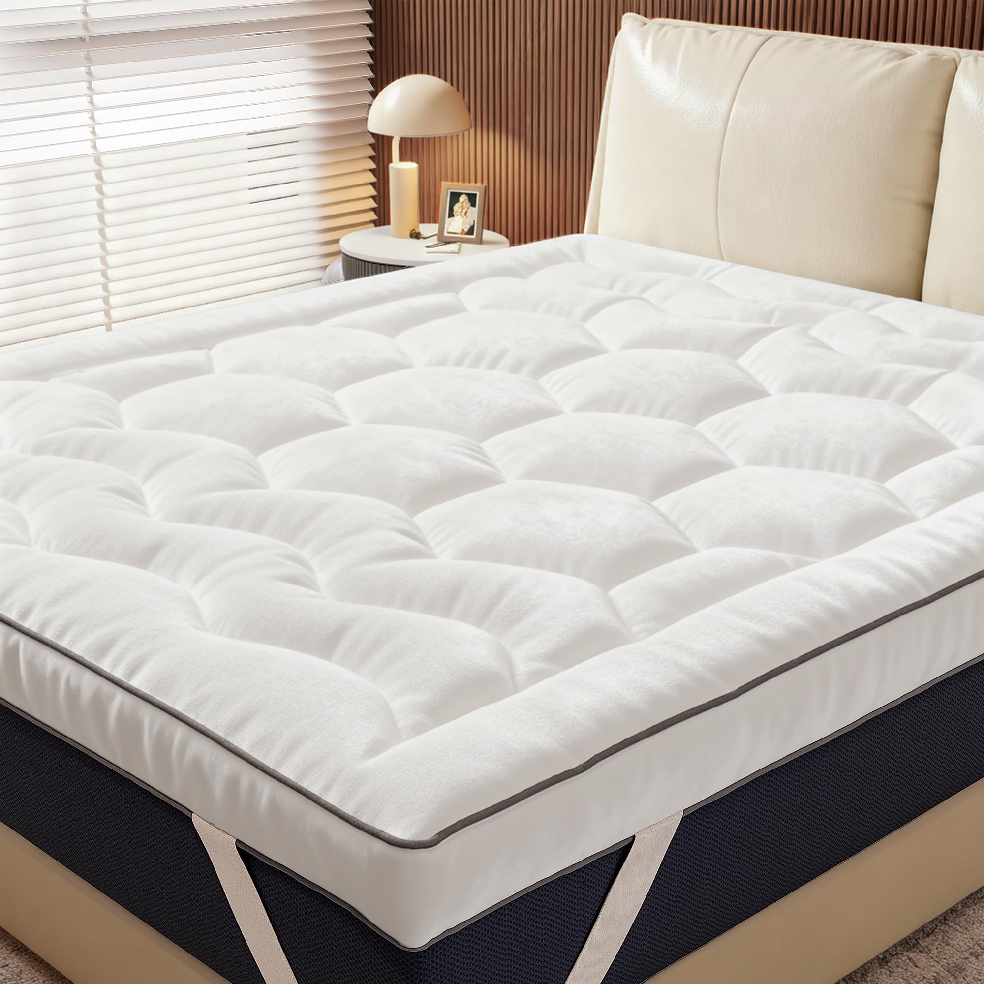 Cliporix Hotel Quality Mattress Topper, Super King Mattress Pad, 4 Inch/10cm Extra Thick, 1200GSM Heavy Fill, Hotel Quality Zoned Filling for Pressure Relief, Elasticated Corner Straps 180x200