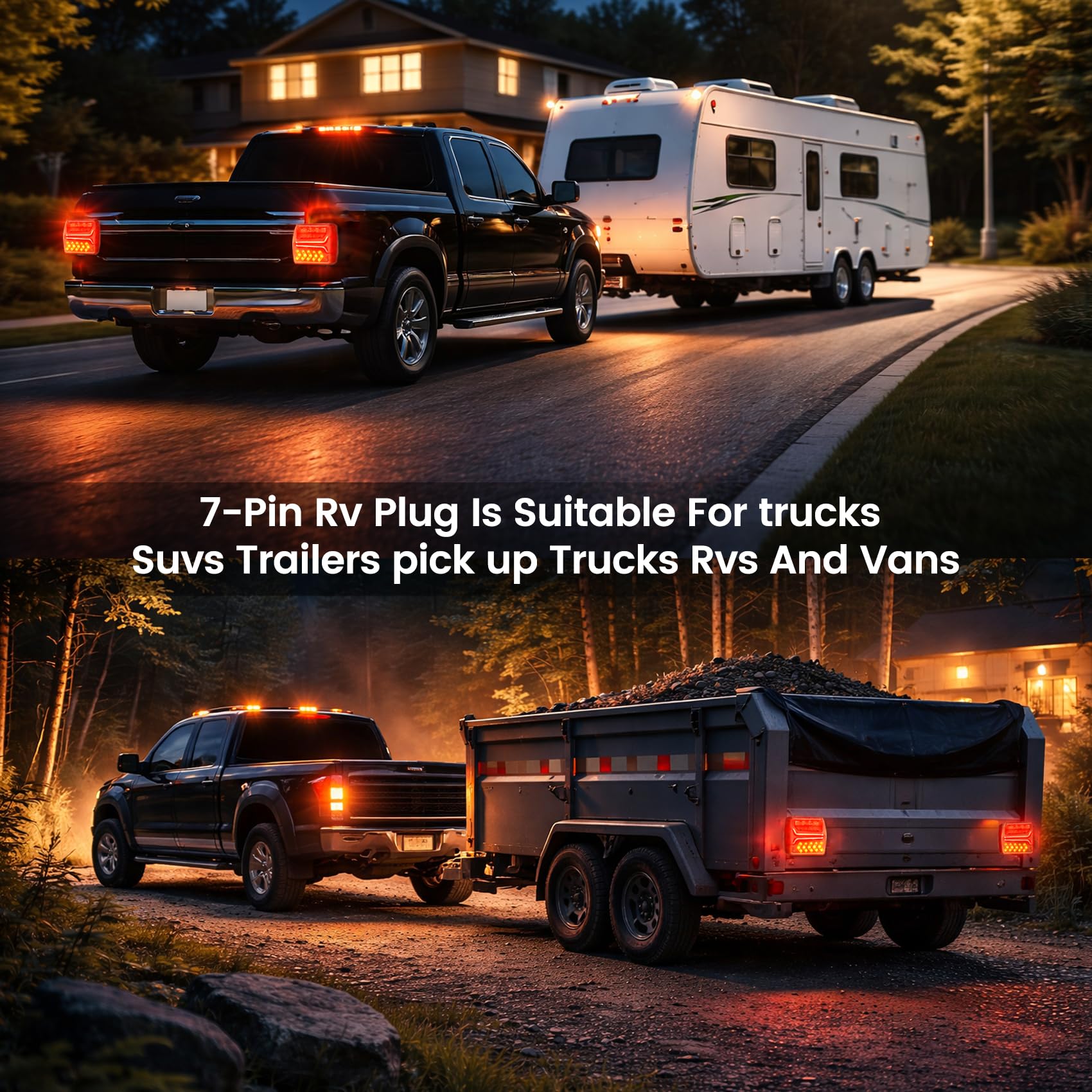 Luci Posteriori LED Wireless per Rimorchio 12V/24V, Kit Magnetico Ricaricabile con 5 Funzioni, Ricevitore Europeo 7 Pin, Impermeabile IP67, Cavi di Sicurezza Inclusi, per Rimorchio, Camper e Camion