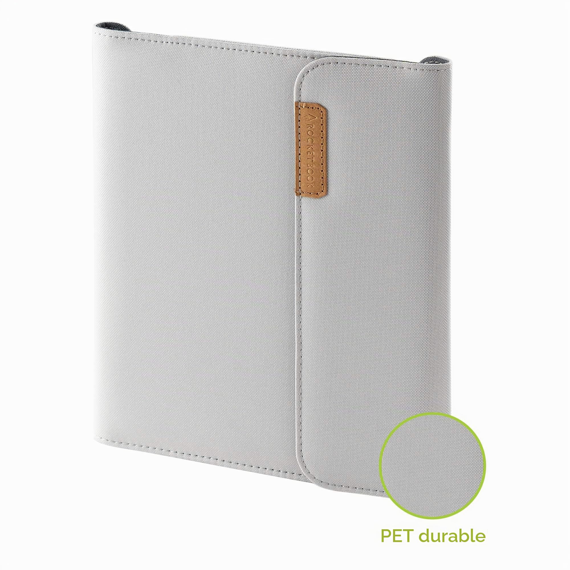 Rocketbook - Protège-carnet 100 % recyclable avec porte-stylo, fermoir magnétique et espace de rangement intérieur - Gris, format Executive 15,2 x 22,4 cm (Cap-FLP-E-CIN)