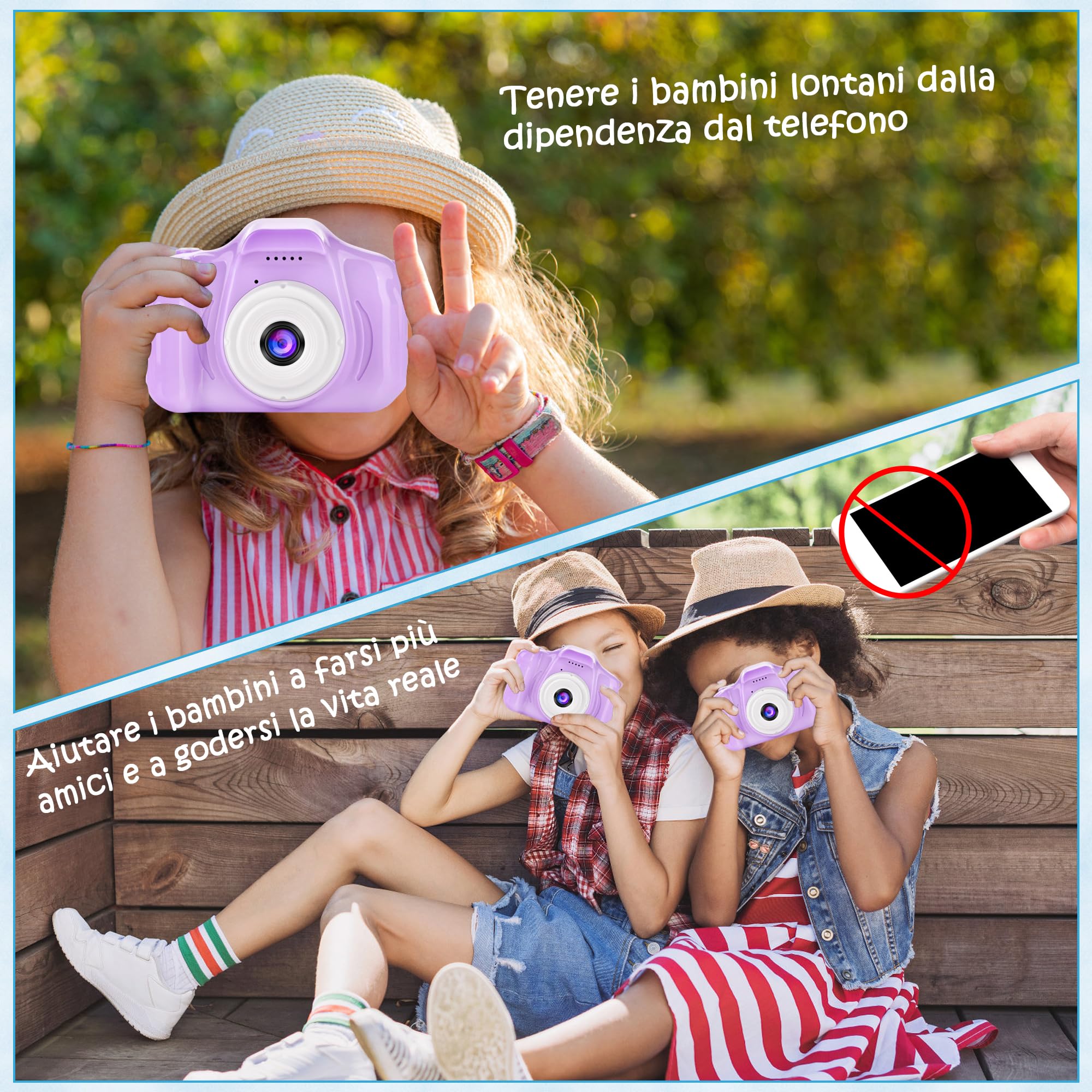 Macchina Fotografica Bambini, ARNSSIEN Fotocamera Bambini, Macchina Fotografica 1080P HD, Giochi Regalo Bambina e Bambini 3 4 5 6 7 8 9 anni, per Compleanni& Natale.10 Giochi Puzzle e Scheda da 32GB.
