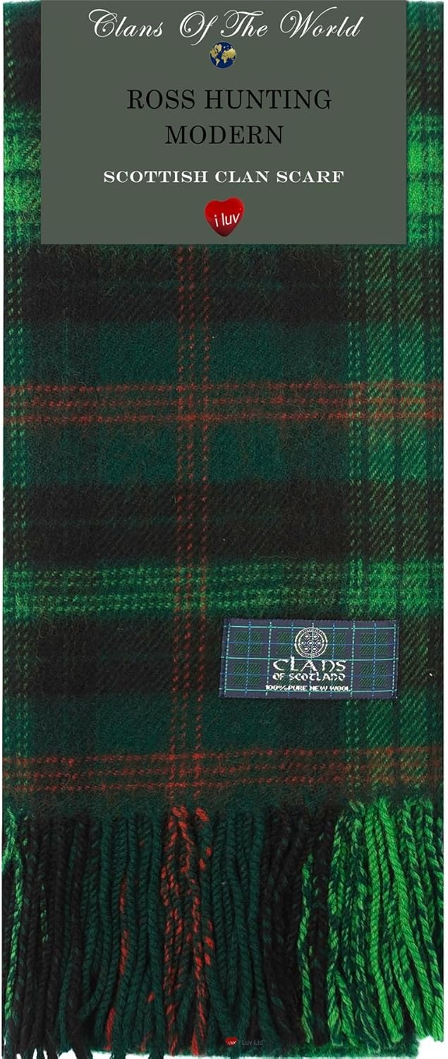 Ross Hunting Modern Tartan Clan Scarf 100% Soft Lambswool