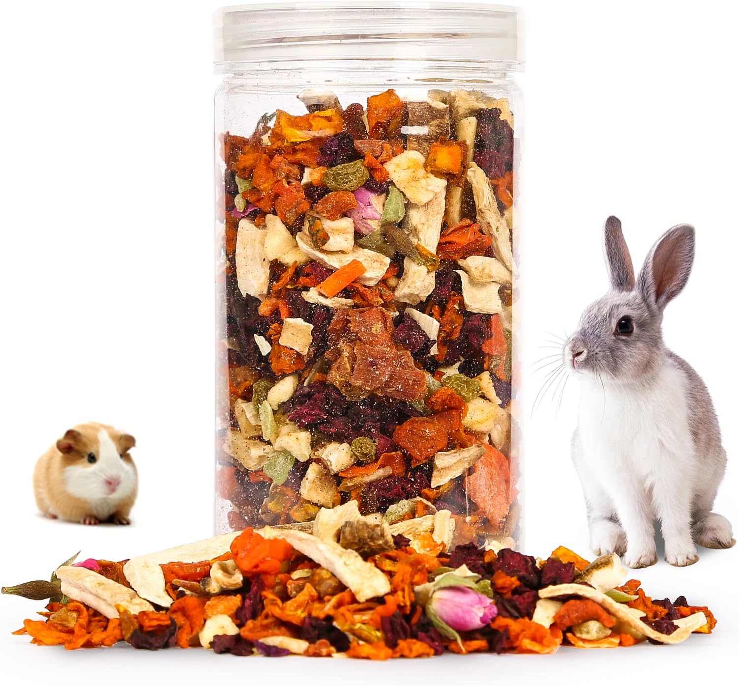 HGPOKLVT Bunny Chew Toys and Rabbit Treats, Dried Granules