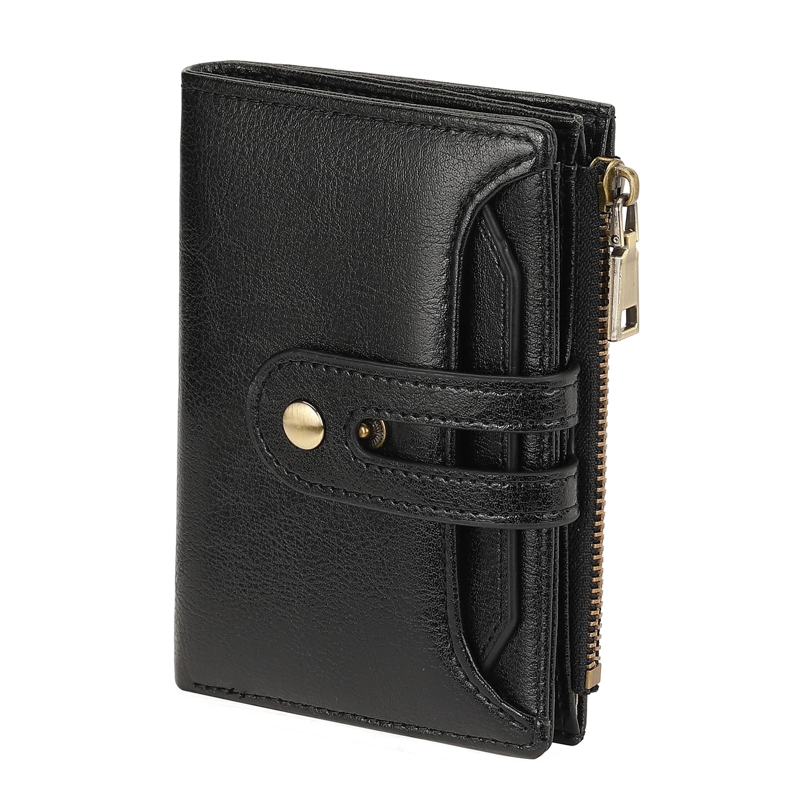 GOIACII Small Women's Wallet Leather Ladies Billfold Card Holder RFID Blocking with Zipper Coin Pocket