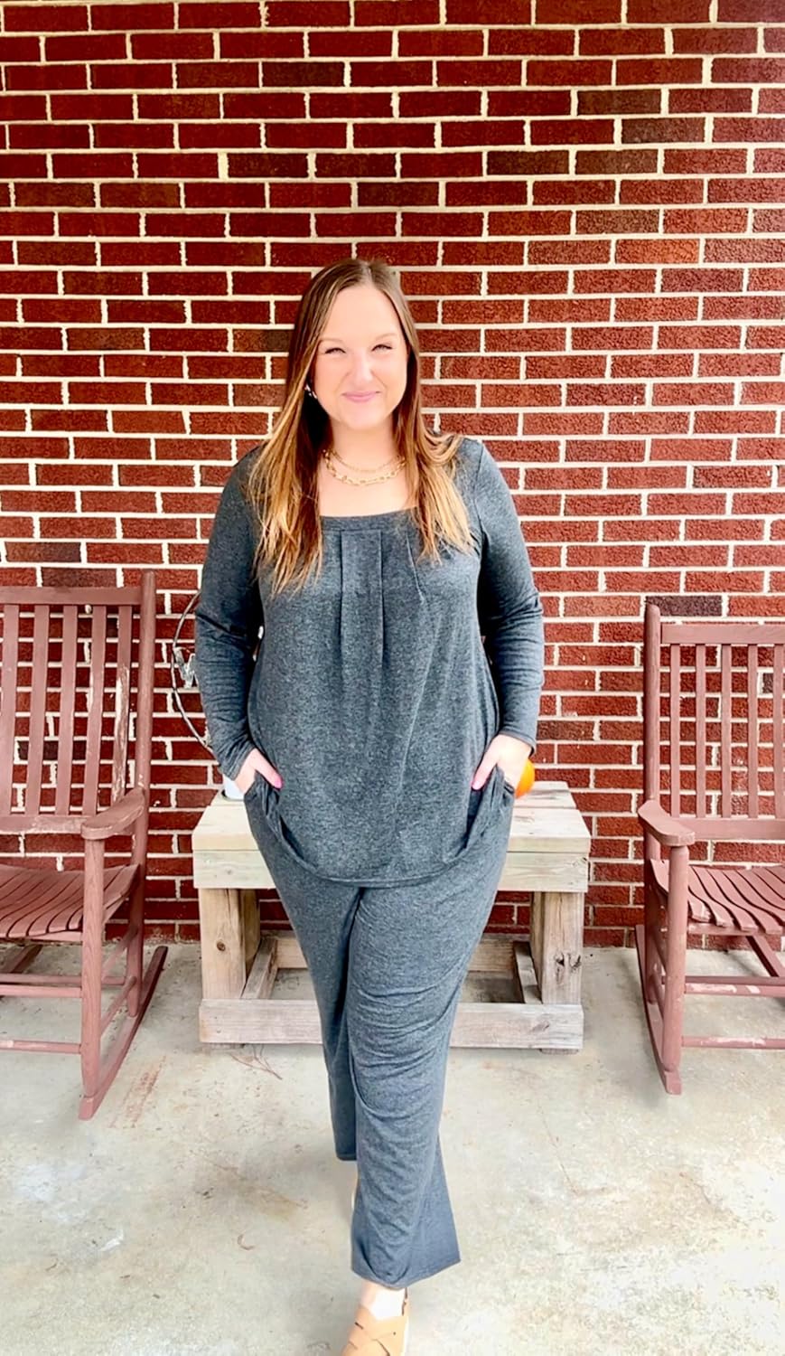 FOREYOND Plus Size Pajama Sets For Women 2 Piece Long Sleeve Square Neck Lounge Sets Soft Sleepwear 1XL-6XL - Image 4