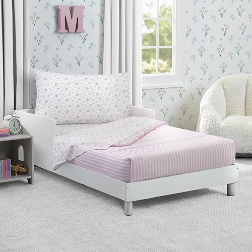Miniatura 2 de Juego de ropa de cama de 4 piezas para niñas  Edredón reversible 2 en 1  Incluye edredón ajustable para mantener a los más pequeños abrigados,
