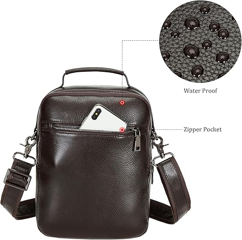 Miniatura 6 de Polare - Bolso de mensajero de cuero italiano de grano completo, estilo vintage, bolso cruzado al hombro, estilo casual, bolso de negocios para