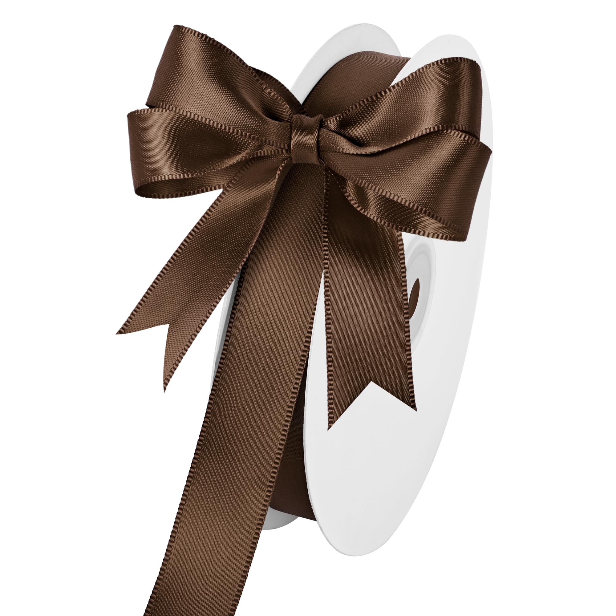 Double Face Brown Satin Ribbon 3/4 inch x 50 Yards Polyester Material Perfect for Gift Wrapping Weddings Parties Hair Bows Valentine’s Day Invitations and Decorations