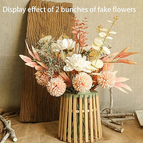 Miniatura 3 de hanlongyu Flores artificiales de seda de diente de león para decoración del hogar y boda, 2 ramos de flores sintéticas, centro de mesa de comedor,