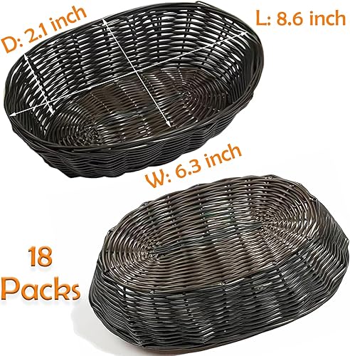 Miniatura 2 de Cheardia Paquete de 12 cestas ovaladas de plástico, 8.6 x 6.3 x 2.1 pulgadas, cestas de pan tejidas para servir pequeñas cestas de regalo vacías,