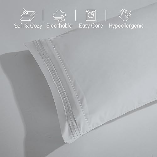 Vista 286 de Elegant Comfort - Juego de sábanas de 3 piezas de lujo de 1500 hilos, calidad egipcia, Microfibra, Blanco, Completo