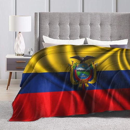 Miniatura 4 de Manta de franela estampada con bandera de Ecuador de 60 x 50 pulgadas, antibolitas, para cama, sofá, sala de estar, dormitorio