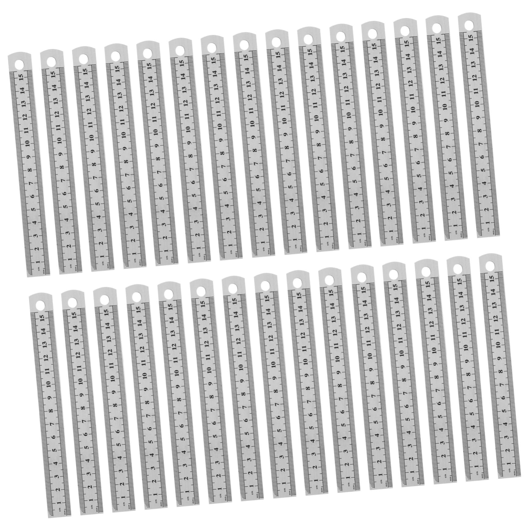 30 Pièces Règle Métallique Acier Inoxydable Double Échelle Règle Rigide Précise pour Dessin Menuiserie Mesure Guitare et Travail Du