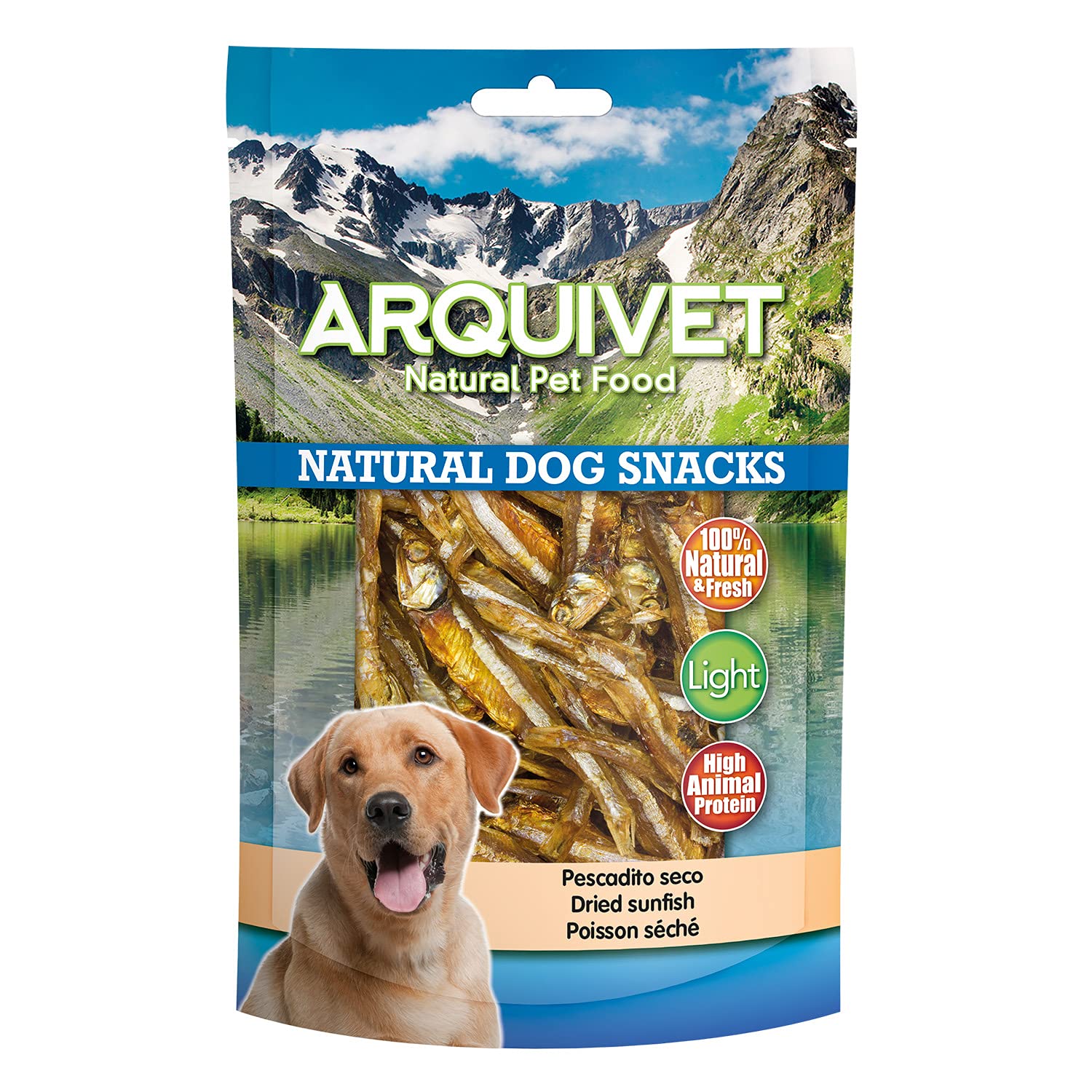 Arquivet Pack 12 Unidades Snack Pescadito seco 100 gr - Natural Dog Snacks - 100% Natural - Chuches, premios, golosinas para Perros - Producto Light - Muy Rico en nutrientes