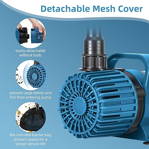 Miniatura 5 de Bomba de estanque de 1600 GPH para estanques al aire libre y jardín acuático, dirección de flujo ajustable de 180, bomba de fuente ultra silenciosa
