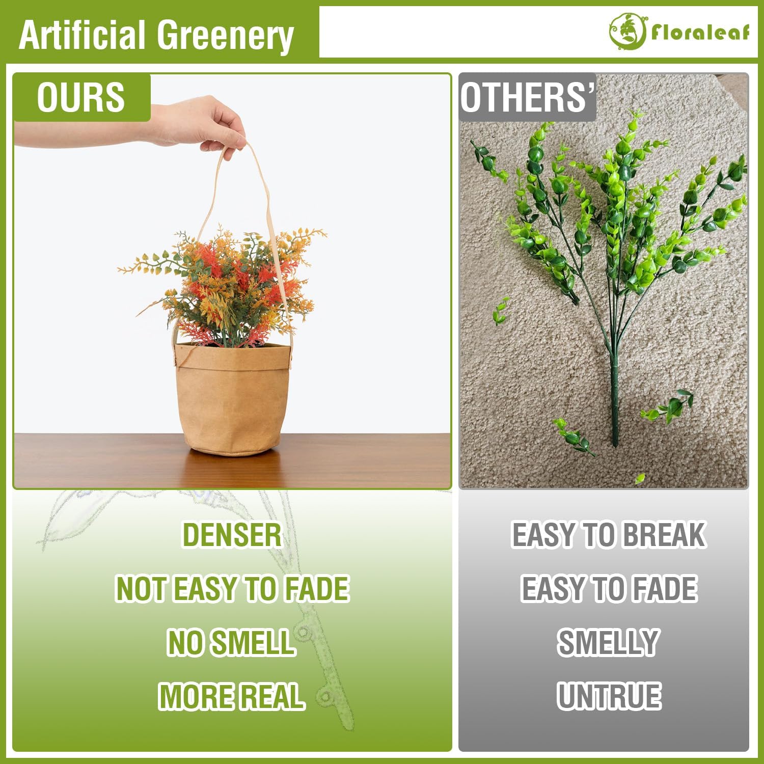 3 PCS Artificial Plants Fake Bushes Plastic Shrubs Flowers for Indoor and Outdoor Wall Decoration Such as Office Balcony Courtyard，Green Orange