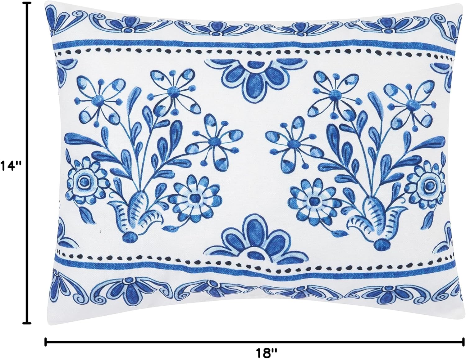 C&F Home Colonial Williamsburg Blue and White Delft Garden Floral Jacobean Premium Indoor/Outdoor Pillow Decor Decoration Accent Pillow 14" x 18" 14" x 18" Blue