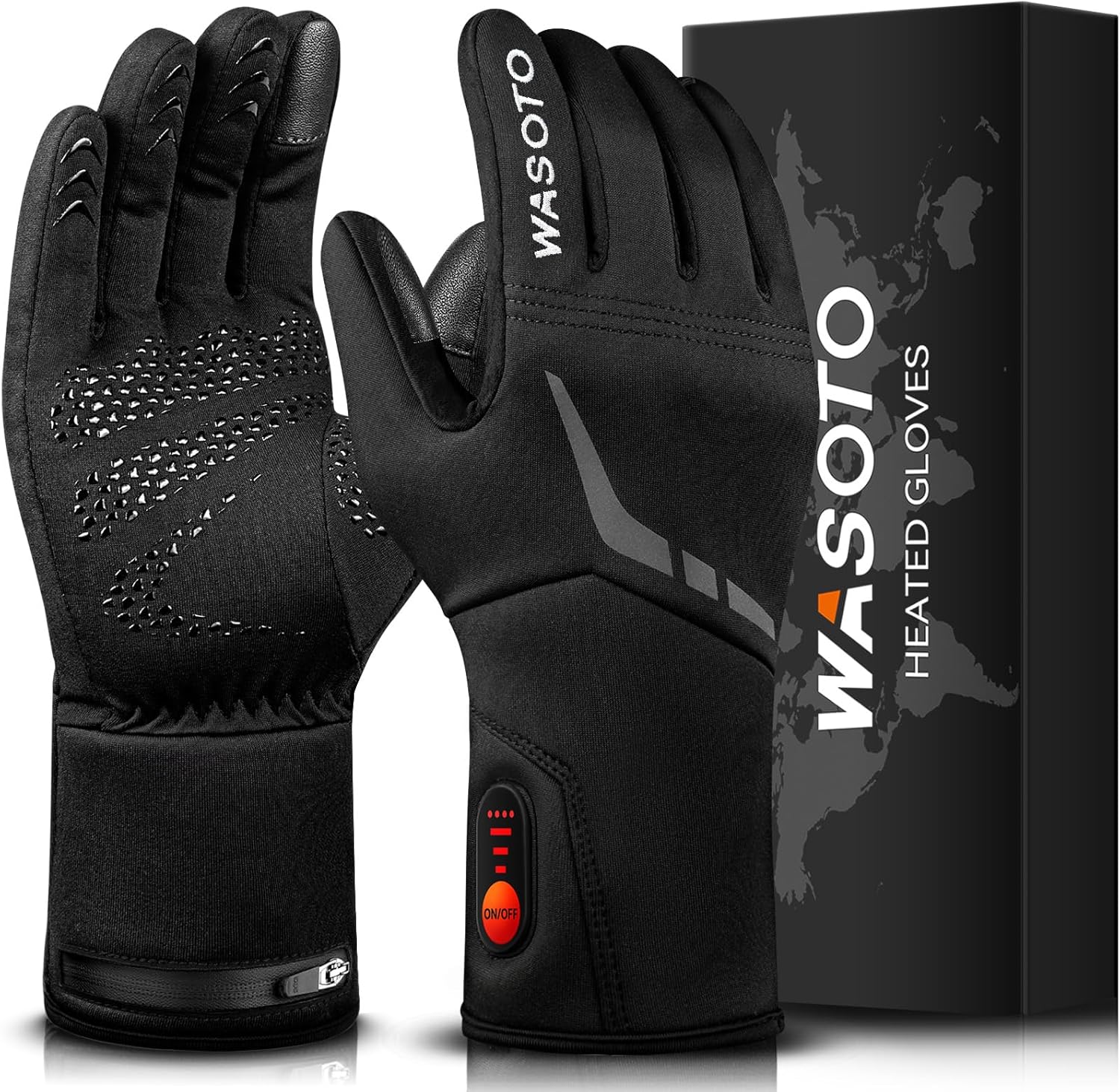 WASOTO Heated Glove Liners for Men Women 7.4V Battery 22.2WH Thin Gloves Electric Rechargeable Touchscreen Heated Work Gloves for Camping Hunting Fishing Hiking Running Driving Arthritis Raynaud