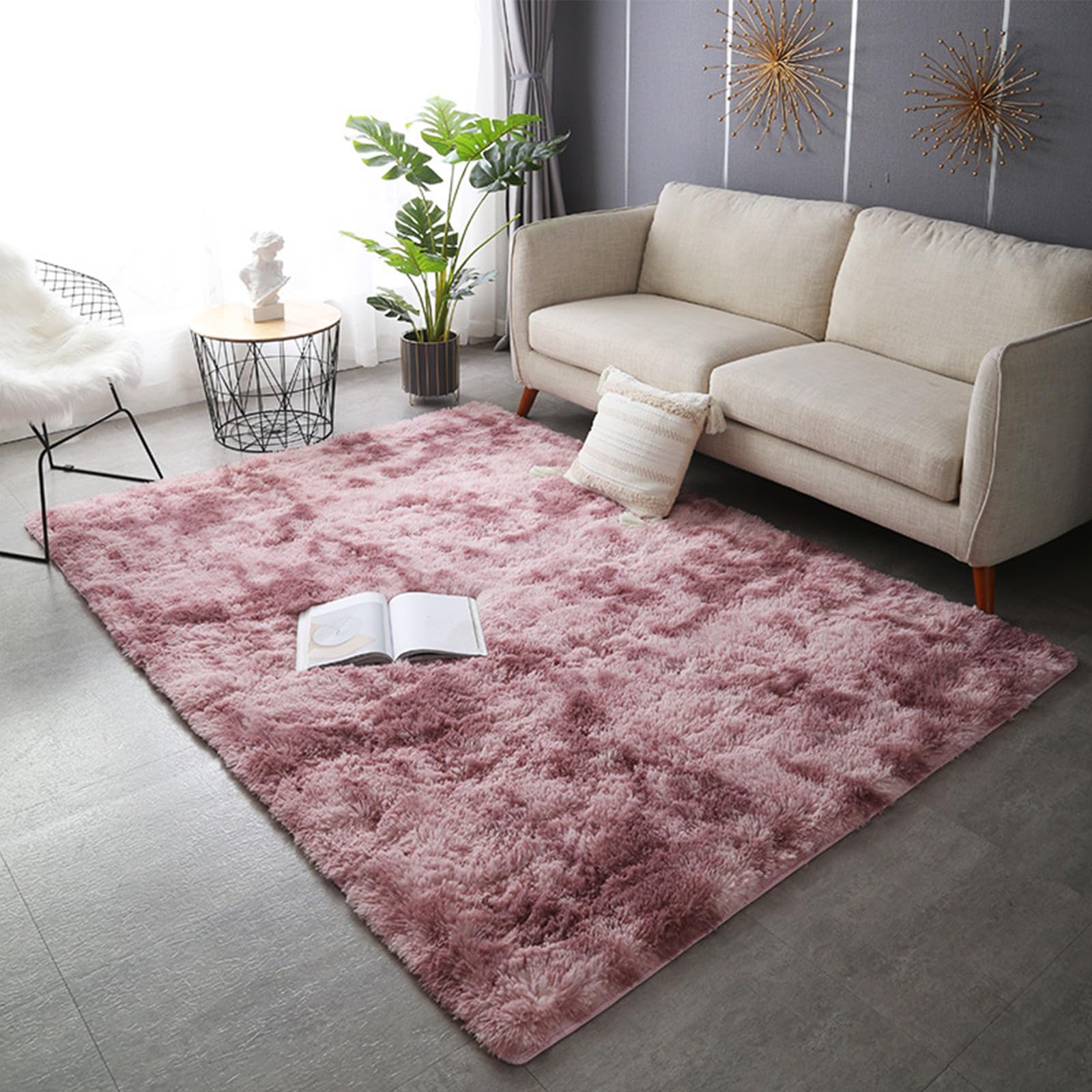 Tapis moderne en peluche avec teinture sur nœuds unique