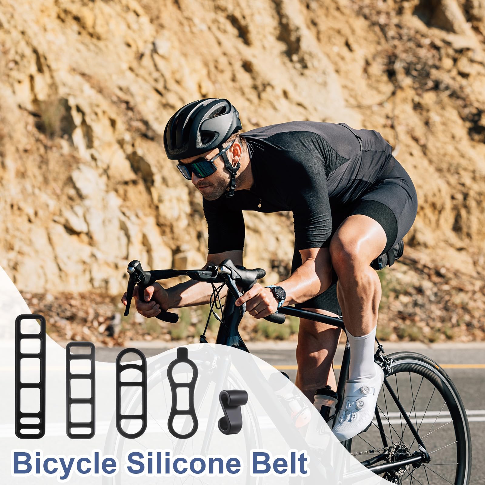 Aimeke 24 stuks fiets siliconenband fietslicht elastiek zaklamp bevestigingsband houder fiets stretch siliconenringen meerdere maten voor fles mobiele telefoon luidspreker