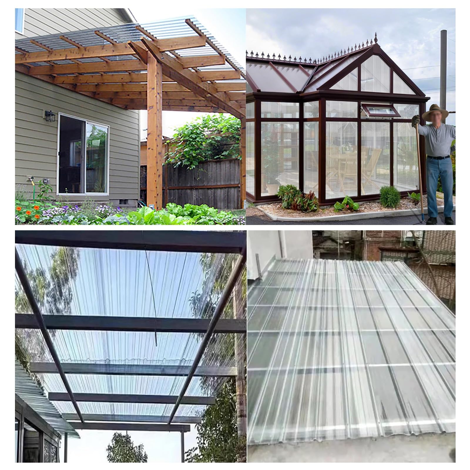 QWEASDF Chapa Ondulada Protección UV,Chapa Tejado Exterior Paneles de Techo de Cobertizo de Garaje,Placa Ondulada Xtra Strong, Panel for Tejado Transparente FRP(3pcs,0.9 * 1.0m/35 * 39in)