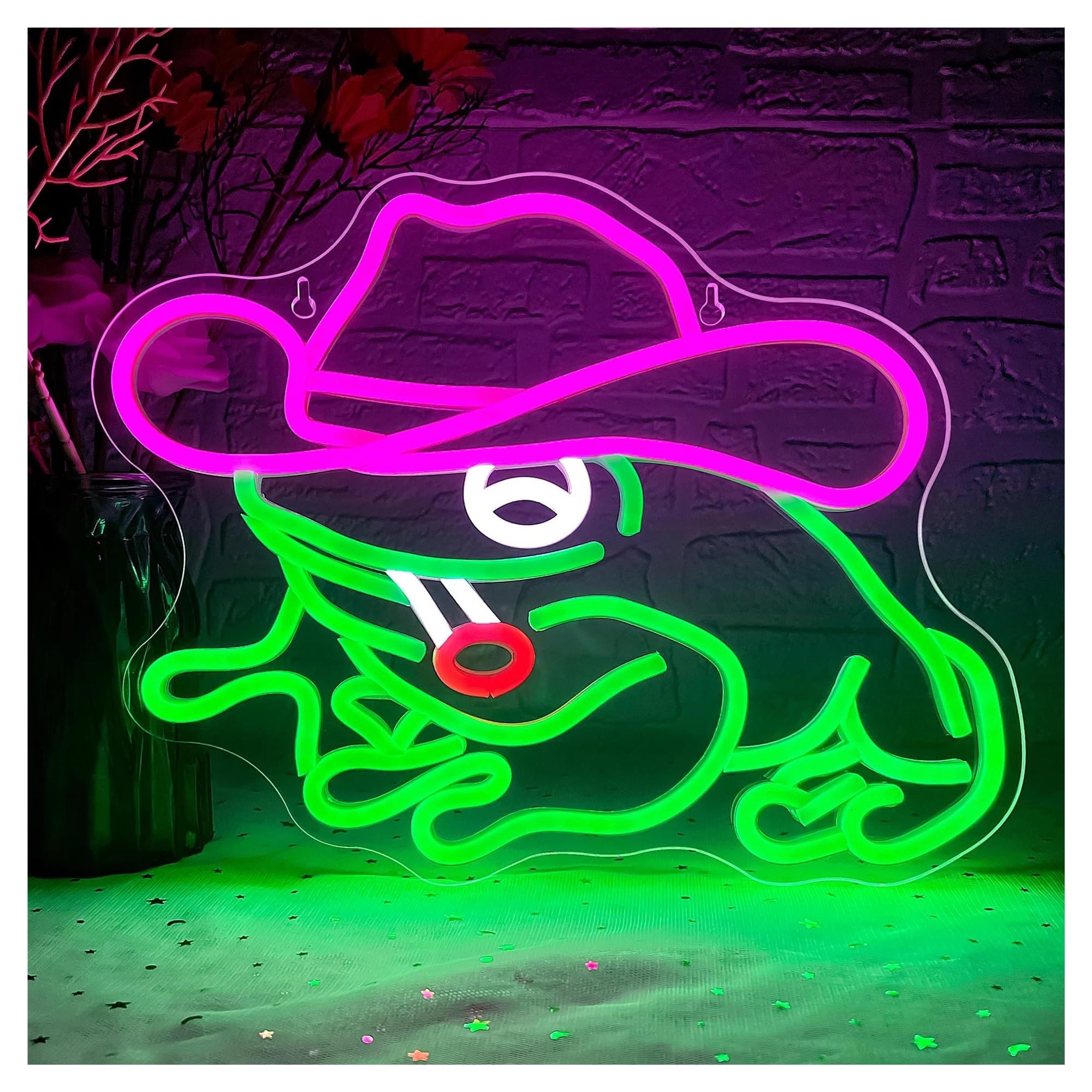 SHOUXI Sign Lamp Frog Cowboy Neon Signs Interesting Lights for Wall Decor USB Powered Lamp for Bedroom Party Store Party 35cmх27cm
