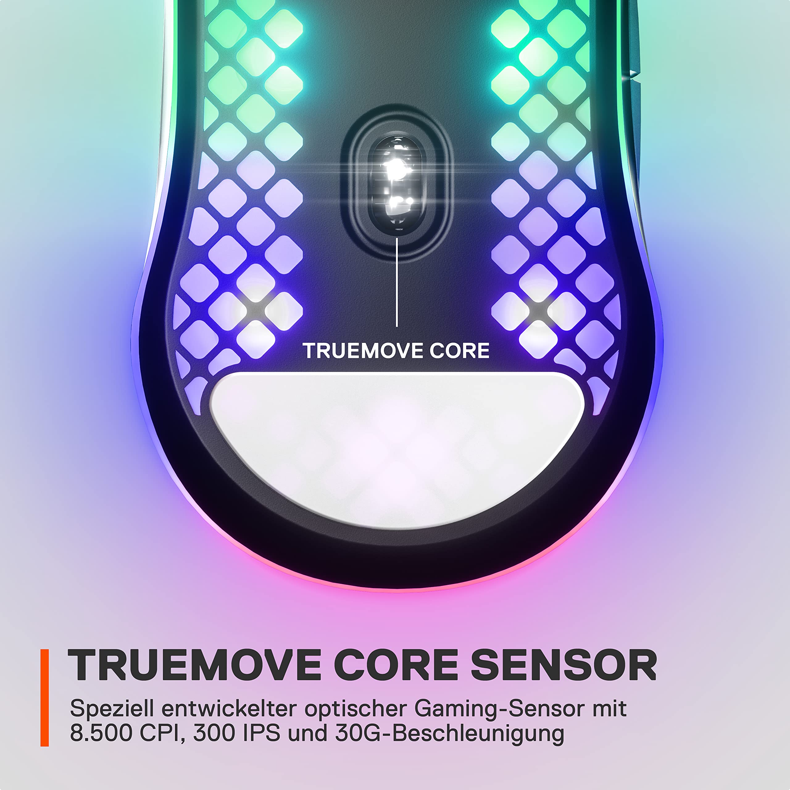SteelSeries Aerox 3 Superleichte Gaming-Maus Optischer TrueMove Core Sensor 8500 CPI Wasserfest Schwarz