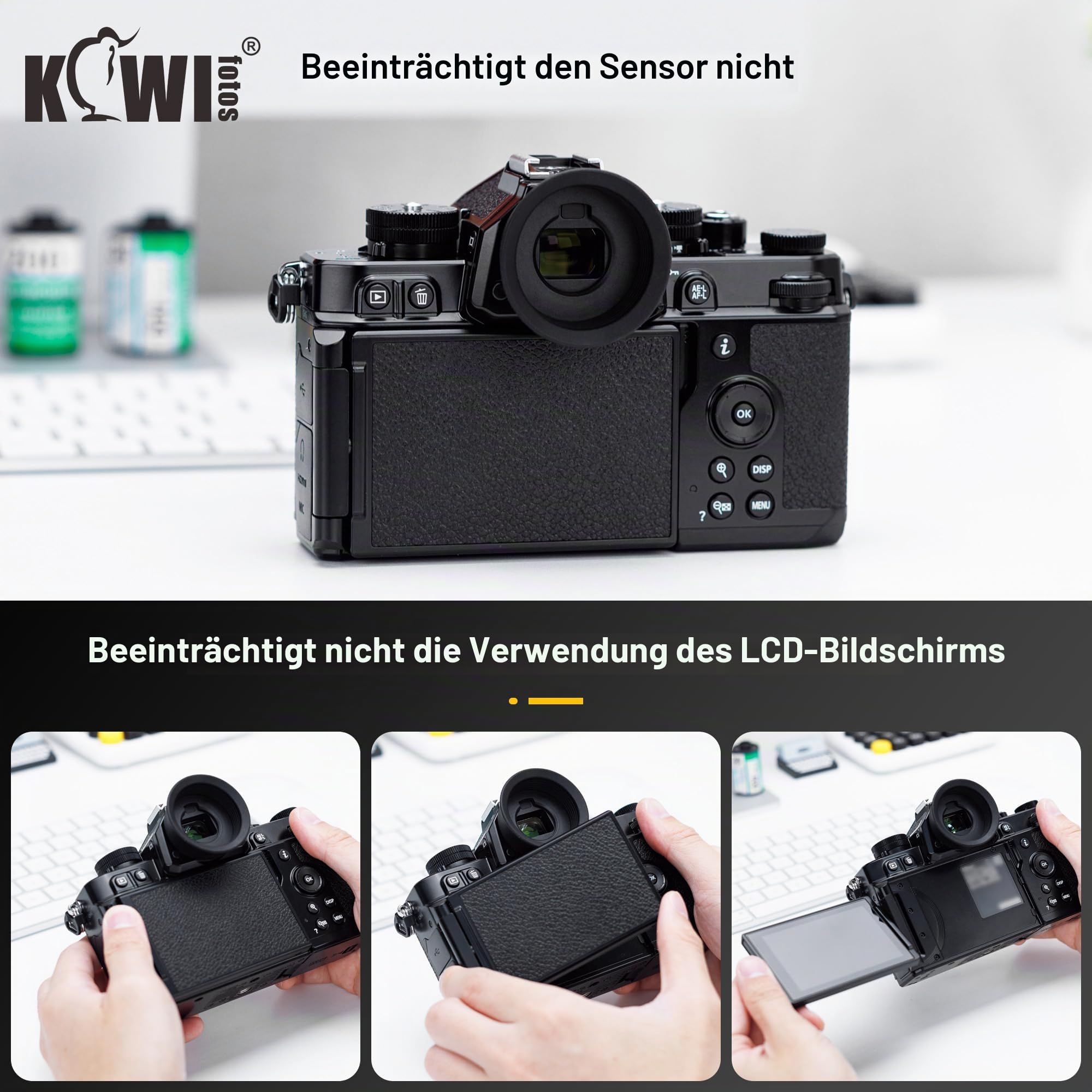 KIWIFOTOS Kamera Augenmuschel Okular für Nikon Z9 Z8 Sucher, Z 9 Z 8 Weiches Silikon Erweiterte Sucher Schutz Gummi Augenmuschel