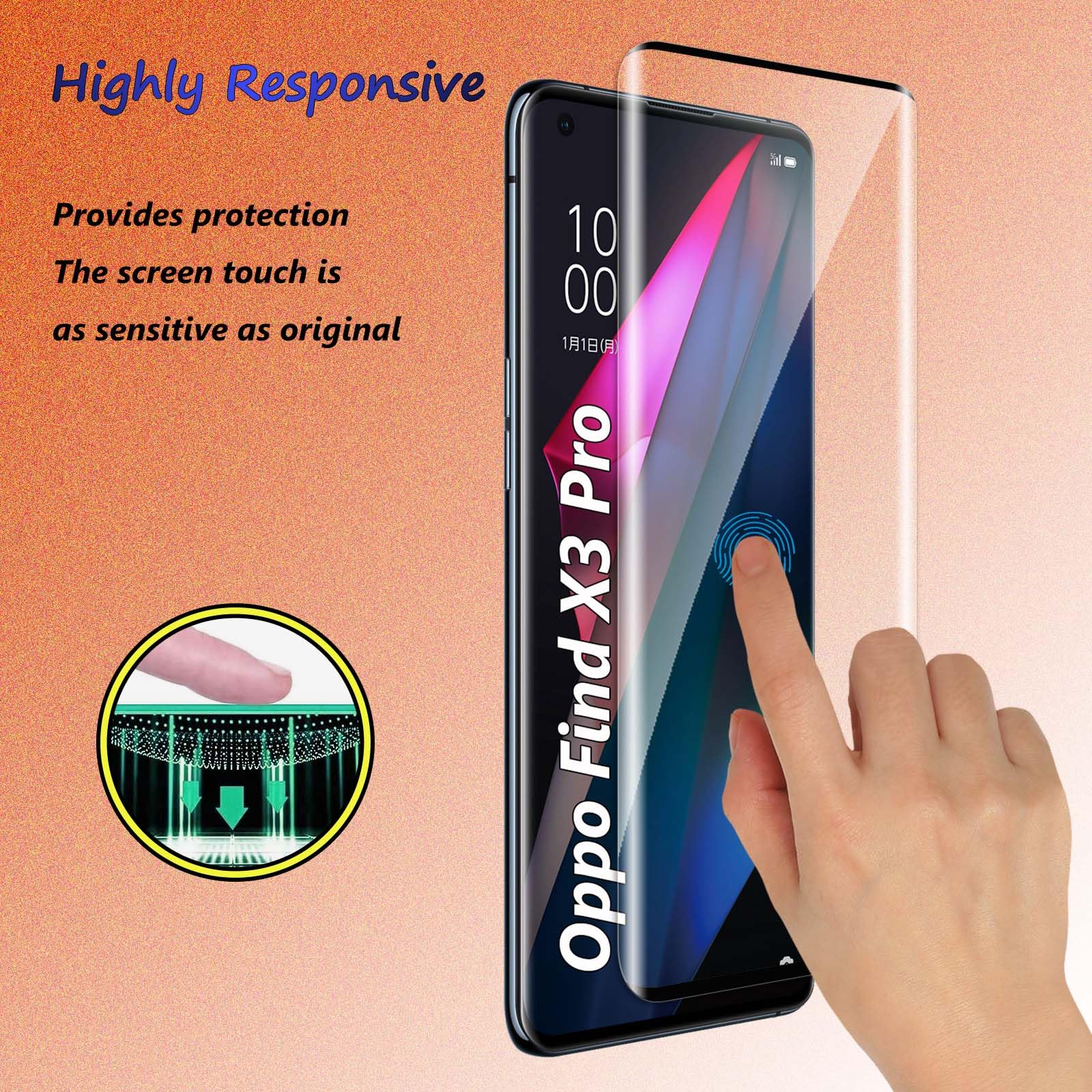 Vetro Temperato per OPPO Find X3 Pro 5G Pellicola Protettiva, [2 Pezzi] Copertura Completa Pellicola Protettiva Protezione Schermo, 9H Durezza, Alta