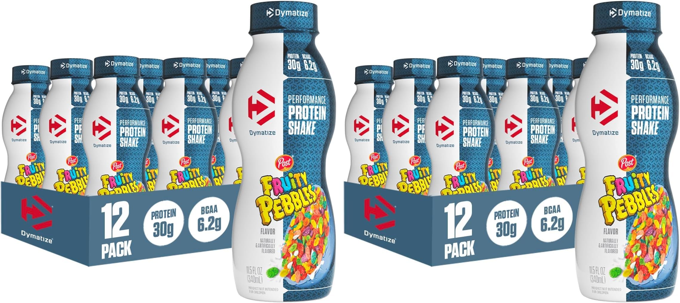 Dymatize Performance Protein Shake, Fruity Pebbles, 30g Protein, 6.2g BCAA for Muscle Recovery, No Added Sugar, Low Fat, 24 Vitamins and Minerals, Gluten-Free, Ready to Drink, 11.5fl oz (Pack of 24)