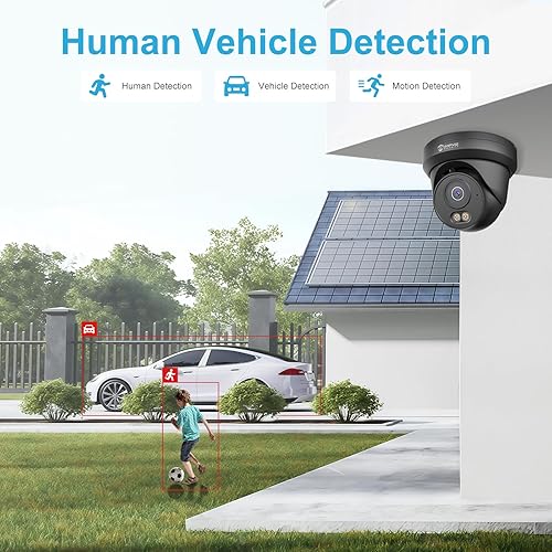 Miniatura 4 de Anpviz Cámara IP PoE de 6 MP negra, cámara IP de seguridad de torreta de metal completo para exteriores e interiores, visión nocturna inteligente de