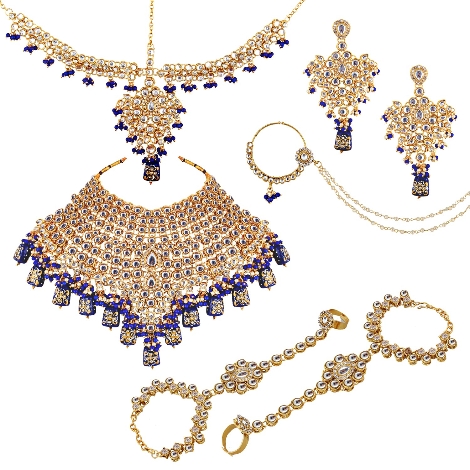 Lucky Jewellery Traditional 18k Gold Plated Designer Blue Color Dulhan Choker Kundan Bridal Set (3324-L1ZK-KD124-B) (B0BLHDKSWV) Amazon Price History, Amazon Price Tracker