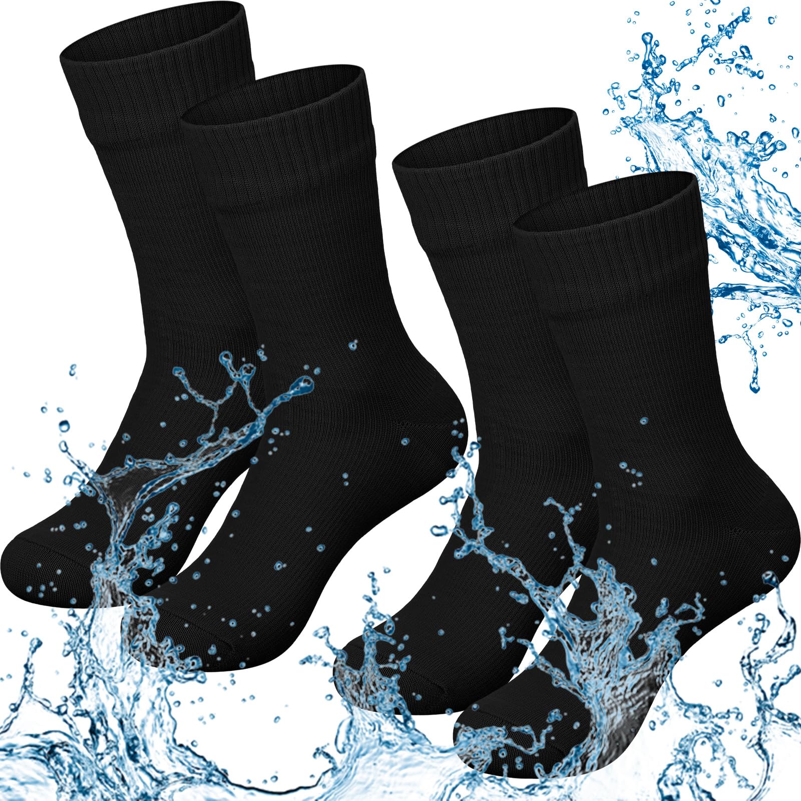 2 Pairs Waterproof Socks Unisex Waterproof Breathable Outdoor Skiing Hiking Wading Fishing Socks for Men Women