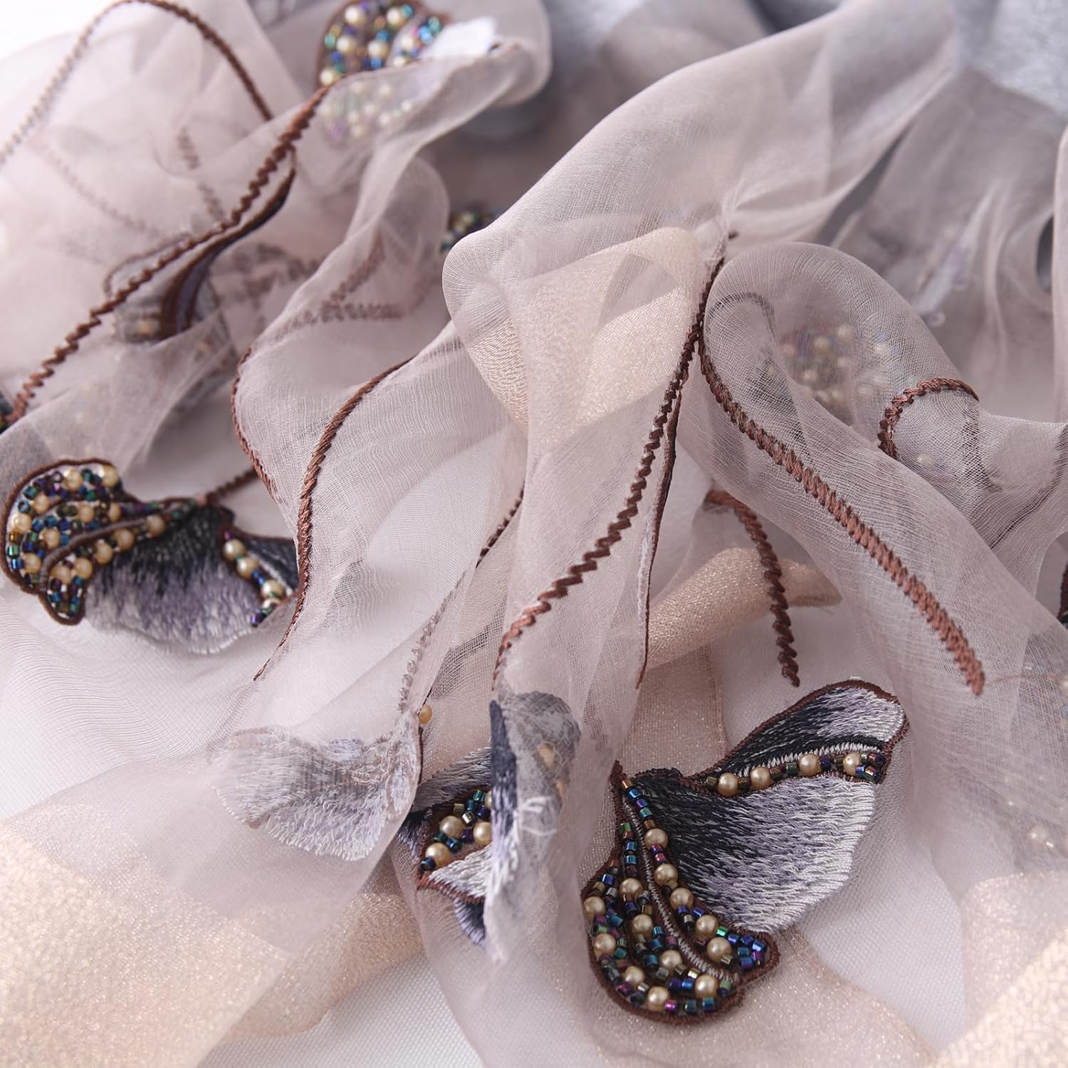 Purple Silk Scarf and Shawl - Elegant Embroidered scarves for Women Floral Pashmina shawls and wraps for weddings - Image 2