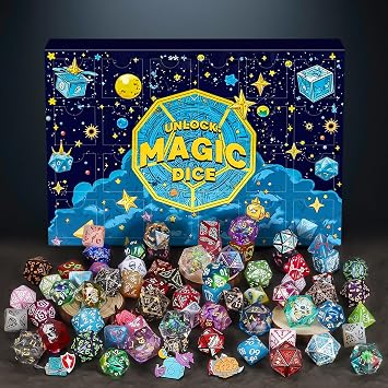 QMAY Mystery Dice Pack of 24 Polyhedral Dice Random Style for Dungeon and Dragons MTG Table Games RPG DND D20 D12 D10 D% D8 D6 D4