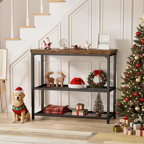 Miniatura 2 de Mesa consola pequeña de 32 pulgadas con almacenamiento, mesa de entrada estrecha, mesa de sofá para sala de estar, mesas de consola resistentes de 3