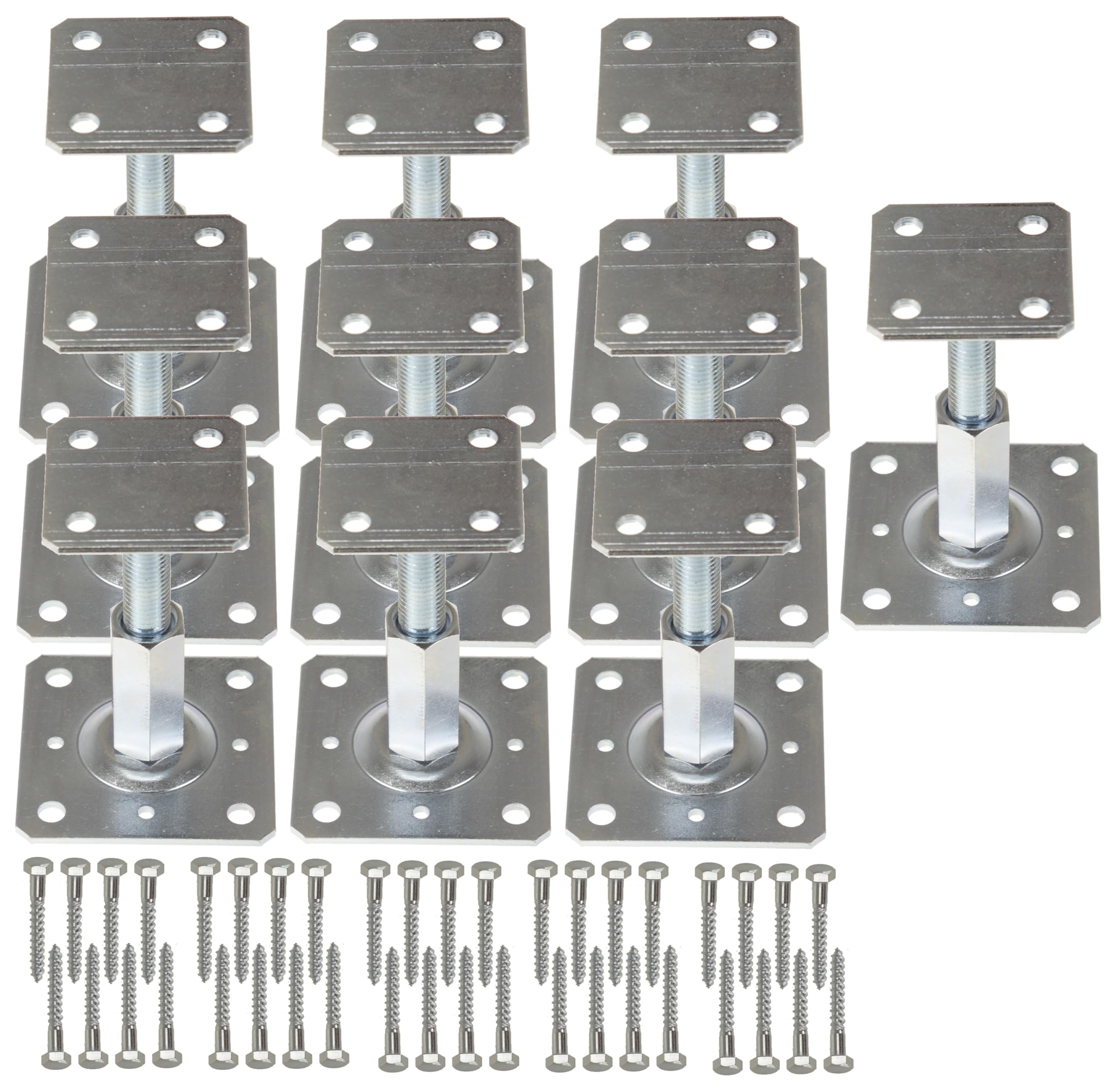 Supporti per pali 110x80 mm, altezza regolabile 90-160 mm - Supporti per pali - Piedini di appoggio - Supporti per travi - Piedino di appoggio - Supporto per pali - Metallo - 10 pezzi