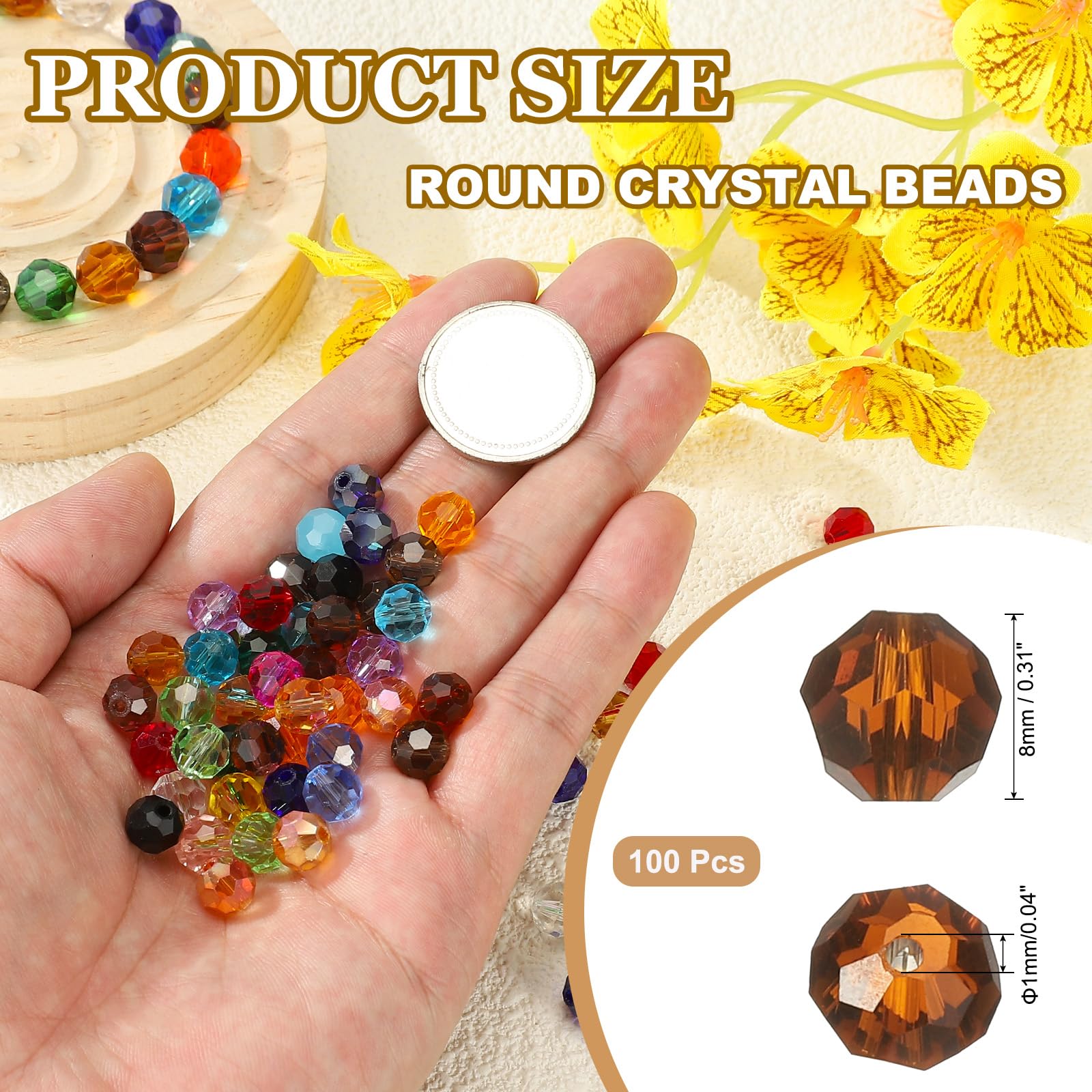 PATIKIL 8mm Round Crystal Beads - Image 2